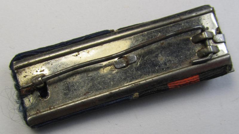 Two-pieced WH (Luftwaffe) ribbon-bar (ie. 'Band- o. Feldspange') showing resp. the ribbons for a (WH) DA 4. Stufe (with LW-eagle-device) and a Czech 'Anschluss'-medal (showing a detailed miniature 'Prager Burg-Spange' attached)