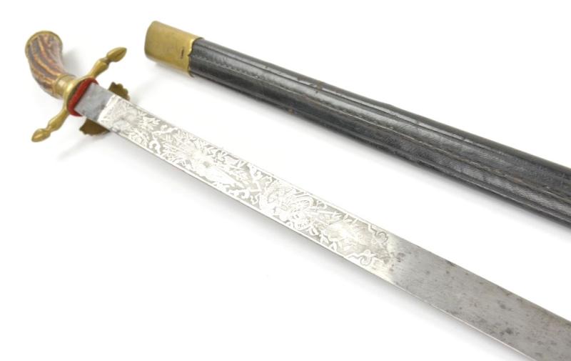 German WW1 Etched Hirschfanger Jager Quillback Hunting Dagger