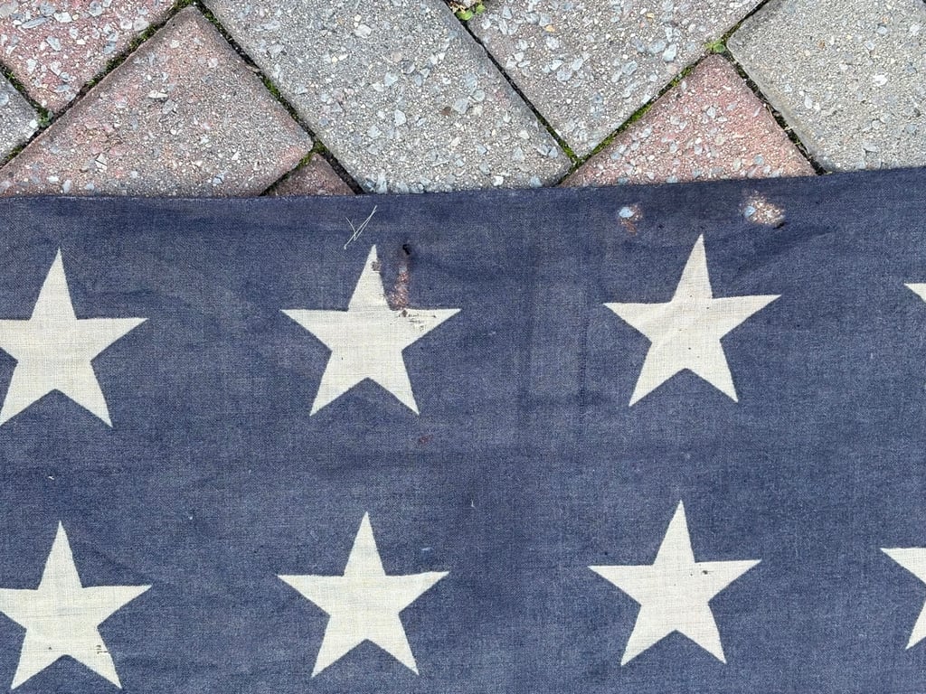 SCARCE WWII 48 STAR AMERICAN WARTIME FLAG OPERATION OVERLORD.