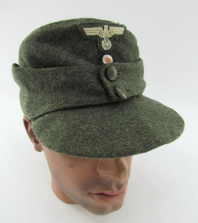Late war Italian made double button Heer M43 field cap