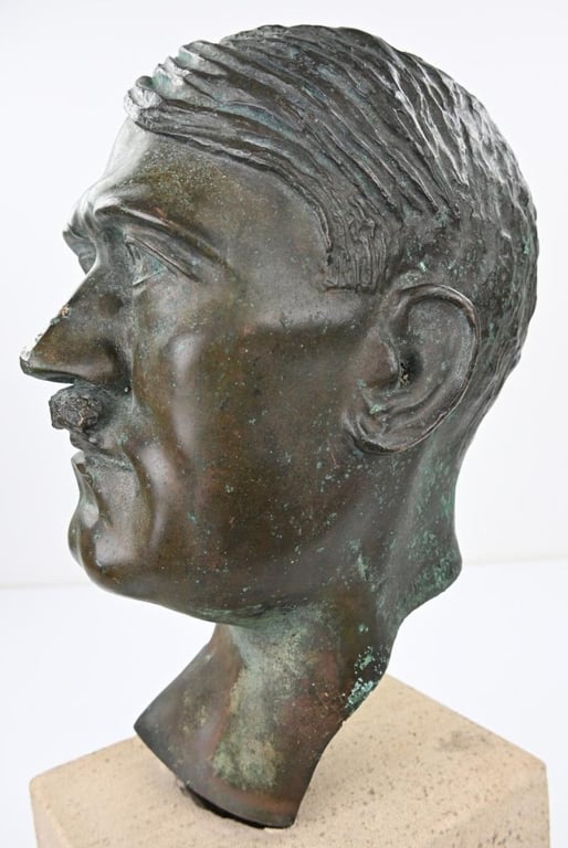 German Third Reich Period Adolf Hitler Bronze Buste