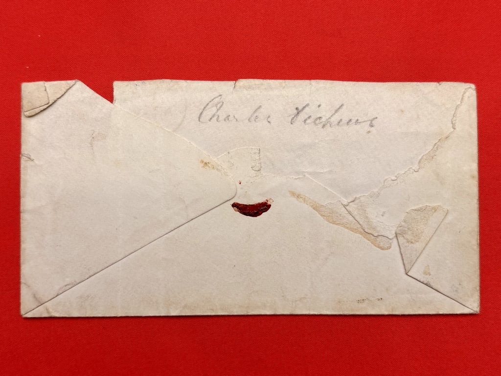 AUTHENTIC ORIGINAL HAND SIGNED CHARLES DICKENS ENVELOPE 1860.