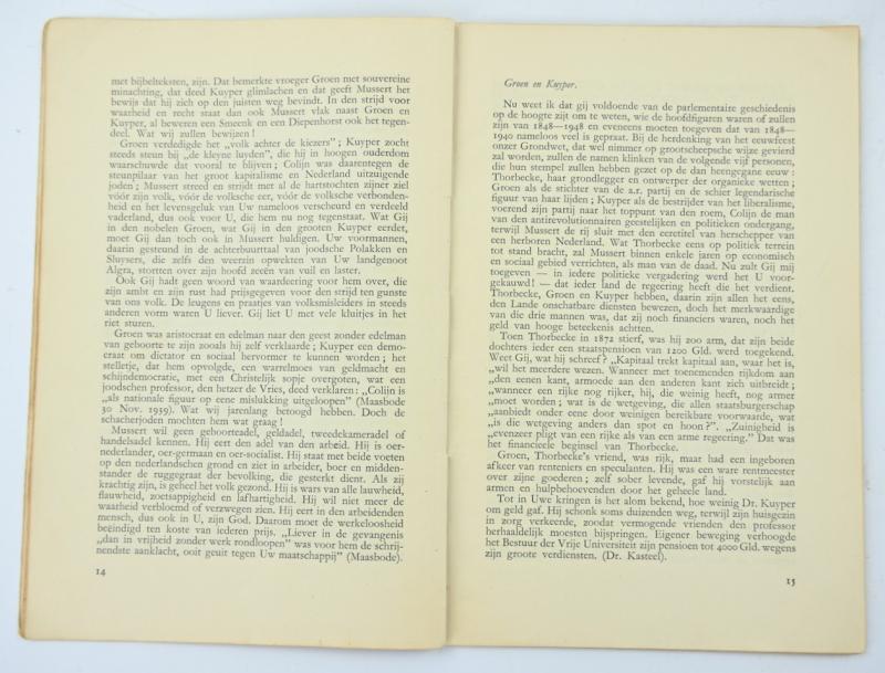 Dutch NSB Booklet 'Groen van Prinsterer, Dr. Kuyper & Mussert'