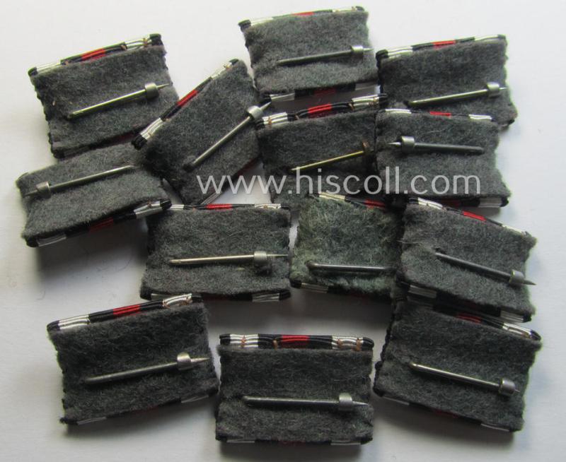 Neat - and simply never issued- nor worn! - single-pieced 'WWI-period'- (ie. TR-period related!)  ribbon-bar (ie. 'Feld- o. Bandspange') as was intended for the: 'Frontkämpferkreuz 1914-18' (ie.: 'Kriegsteilnehmerkreuz mit Schwertern')