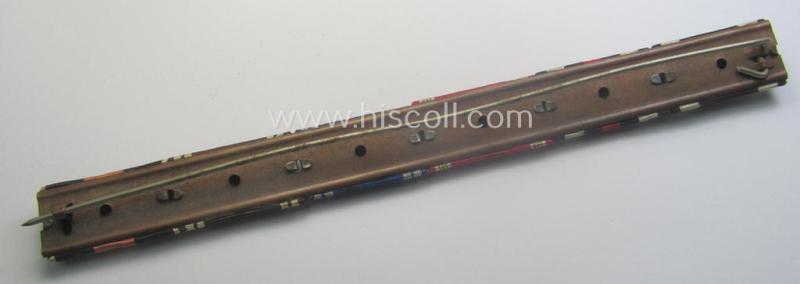 6-pieced WWI- (ie. WWII-) period ribbon-bar (ie. 'Feld- o. Bandspange') showing repsp. an: 'EKII. Kl.', a: 'FKK m. S.', three N.S.D.A.P.-'Dienstauszeichnungen' (with 'Auflagen') and a: Czech 'Anschluss'-medal with 'PB-Spange'-miniature