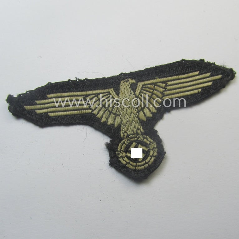 Superb - and nowadays rarely encountered! - Waffen-SS, 'BeVo'-woven-style skull- and cap-eagle-set (ie. 'Totenkopf- u. Adler-Effektensatz für Schiffchen o. Einheitsfeldmütze') that comes in a moderately used- and/or cap-removed, condition