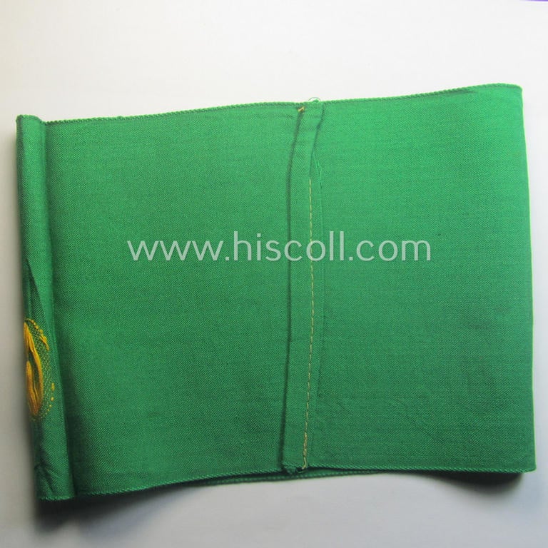 Wehrmacht-related, bright-green-coloured and/or linnen-based armband entitled: 'Feldgendarmerie' (as was specifically intended for usage by the staff of the notorious: 'Feldgendarmerie-Truppen')