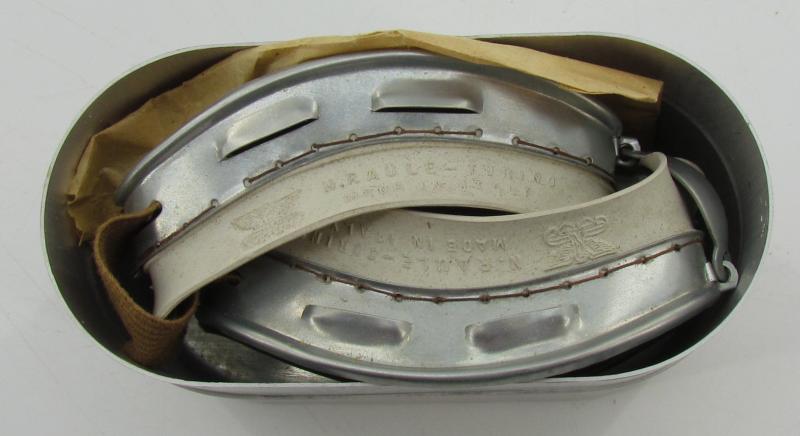N.Raule Torino 1940's motorcycle goggles, with tin case
