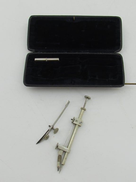 German WWII Era Map Cased Compass Set