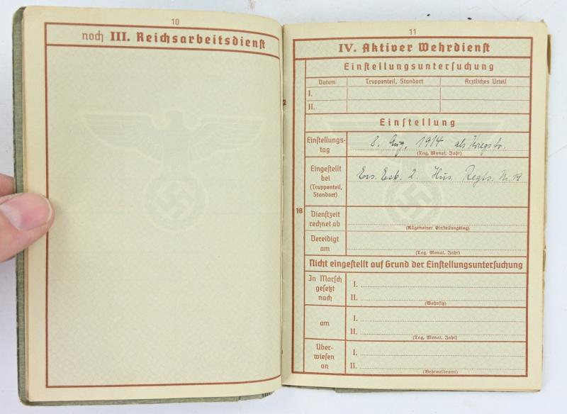 German WH Wehrpass 'Willy Wiebach'
