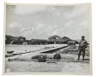US WW2 Press Photo 'Bombed Cherbourg'