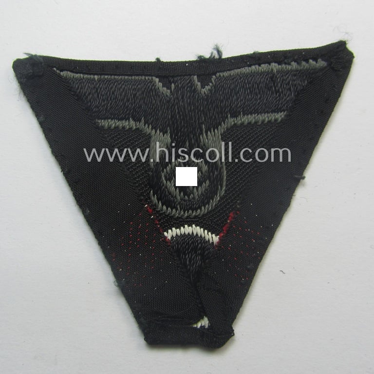Truly used- and/or cap-removed, WH (Heeres) Panzer 'M43-pattern'-cap-eagle/cocarde (ie. cap-trapezoid or: 'Mützentrapez')