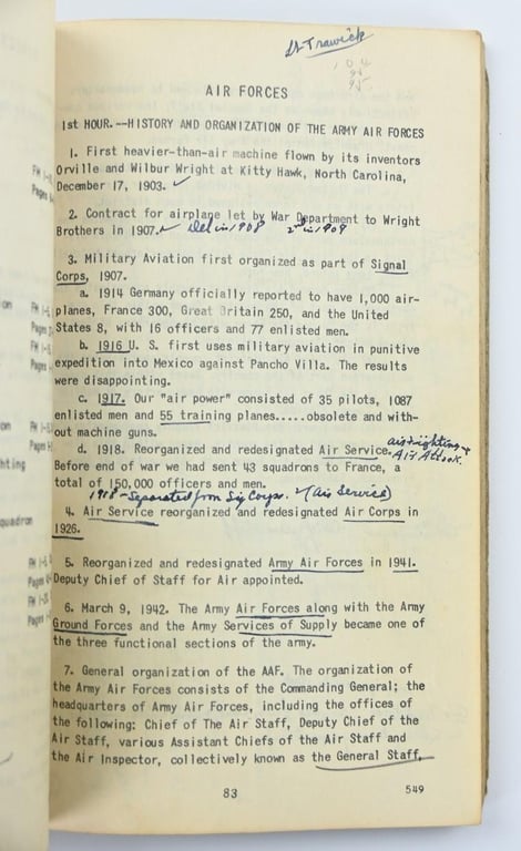 USAAF WW2 Pre-Flight School Booklet