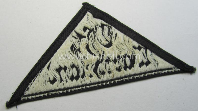 Stunning - and extremely rarely encountered! - HJ ('Hitlerjugend') ie. BDM (or: 'Bund Deutscher Mädel') district-triangle (ie. 'Gebietsdreieck') entitled: 'Ost Wartheland'