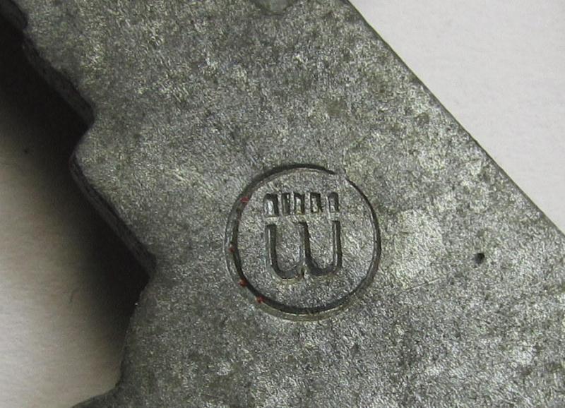 Superb - and rarely seen! - 'Feinzink'-based- example of a maker- (ie. 'ÜÜ'-) marked WH (Luftwaffe) 'Flakkampfabzeichen' (or: airforce anti-aircraft badge) being a very detailed example as was produced by the: the: 'E. Ferd. Wiedmann'-company