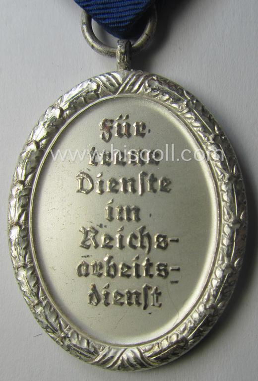 RAD (ie. 'Reichsarbeitsdienst') so-called: 'Dienstauszeichnung 3. Stufe für Männer' (as was intended for 12 years loyal-service) and that came mounted onto its period (albeit shortened) piece of ribbon (ie. 'Bandabschnitt')