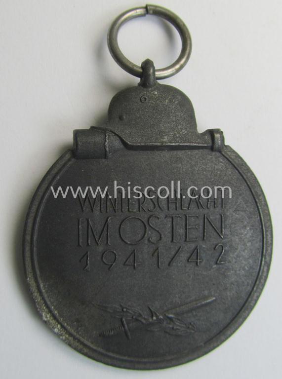 Attractive medal-set: 'Winterschlacht im Osten 1941-42' being a non-maker-marked- (and/or 'Feinzink'-based) specimen and that comes together with its (minimally confectioned) ribbon (ie. 'Bandabschnitt')