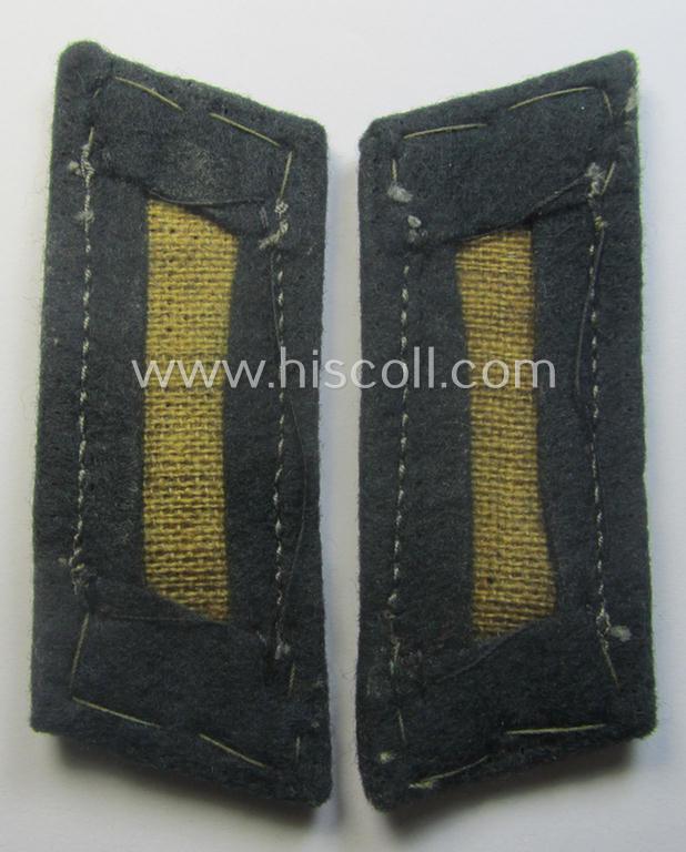 Pair of early-war-period, WH (Heeres) 'M40'-pattern collar-patches (ie. 'Einheitskragenspiegel') as piped in the bright-orange-coloured branchcolour as intended for usage by a: 'Soldat der Feldgendarmerie-Trpn.'