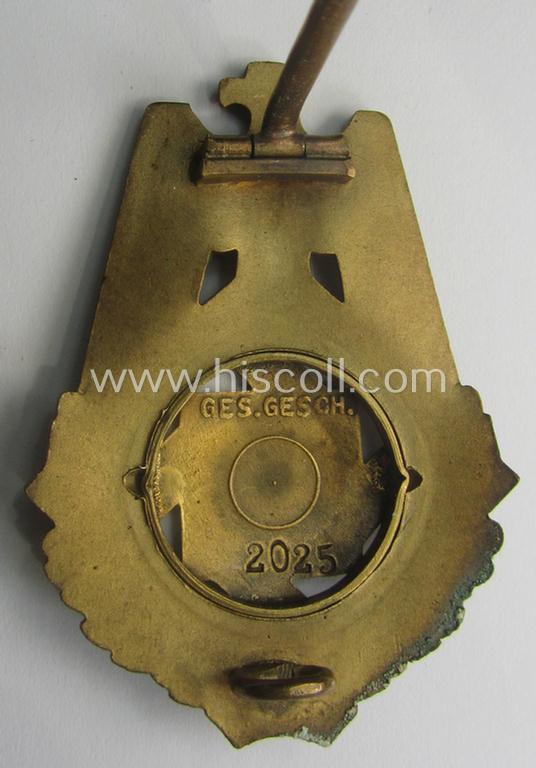 'Technische Nothilfe' (ie. 'TeNo') so-called: 'Ehrenzeichen mit Jahreszahl 1923') being a neat maker- (ie. 'Wilh. Fühner'-) marked and serial-numbered example that comes stored in its accompanying etui-inlay