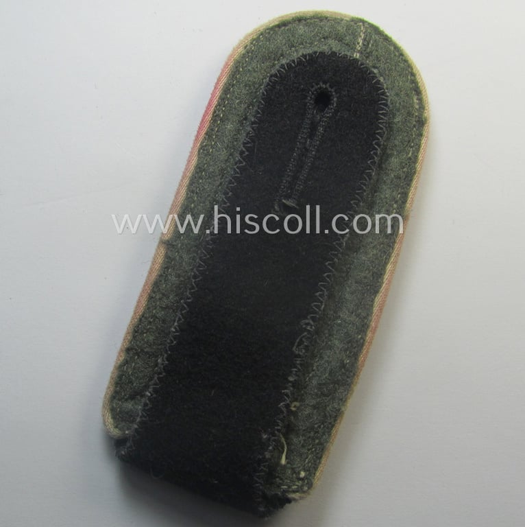 Superb, single Waffen-SS NCO-type (and neatly 'cyphered'!) shoulderstrap as piped in the white-coloured branchcolour as intended for usage by an: 'SS-Hauptscharführer' who served within the: SS-Rgt. 'Westland' ('5. SS-Pz-Gren.-Div. "Wiking")