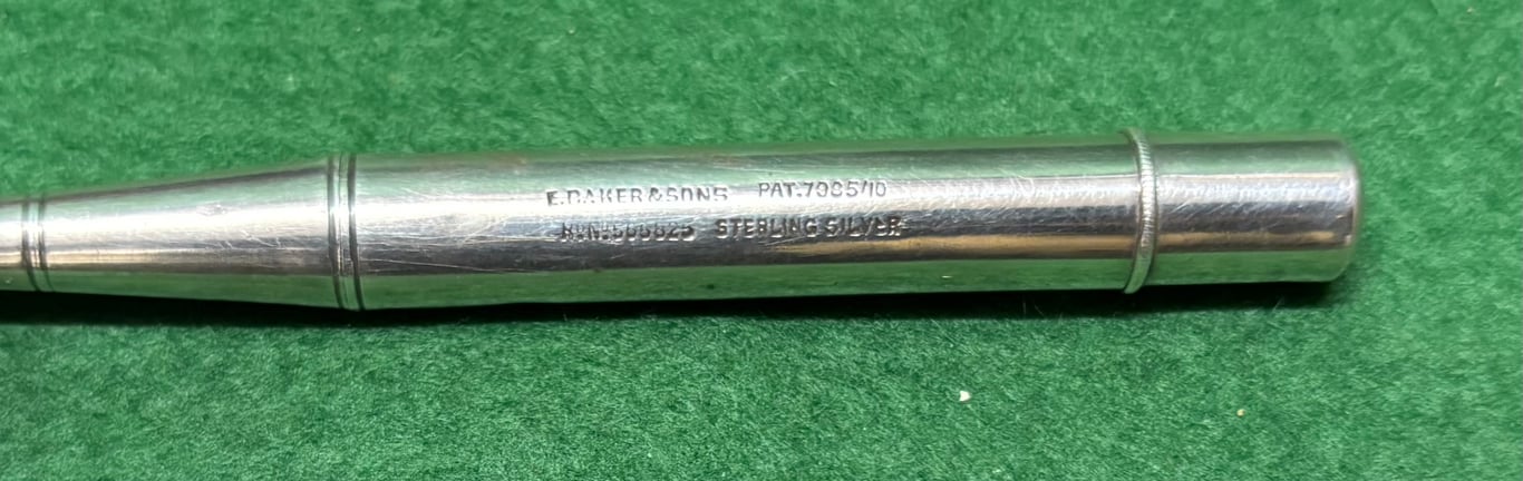 Sterling Silver Propelling Pencil Inscribed to BSM F Davies RGA