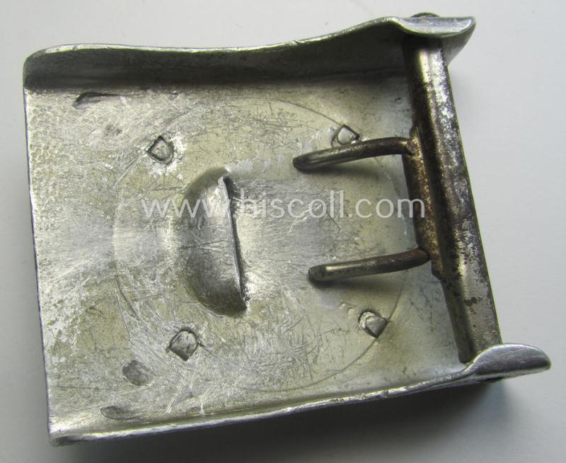 Early-pattern - and rarely encountered! - WH (Heeres) 'pebbled'-styled- and/or aluminium-based belt-buckle (being an: 'Ausgeh'- ie. dress-version having a separate 'front-plate' with left-facing eagle-device attached)