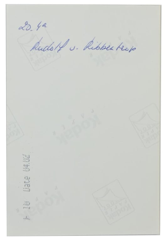 Signature of Waffen-SS KC Recipient 'Rudolf von Ribbentrop'