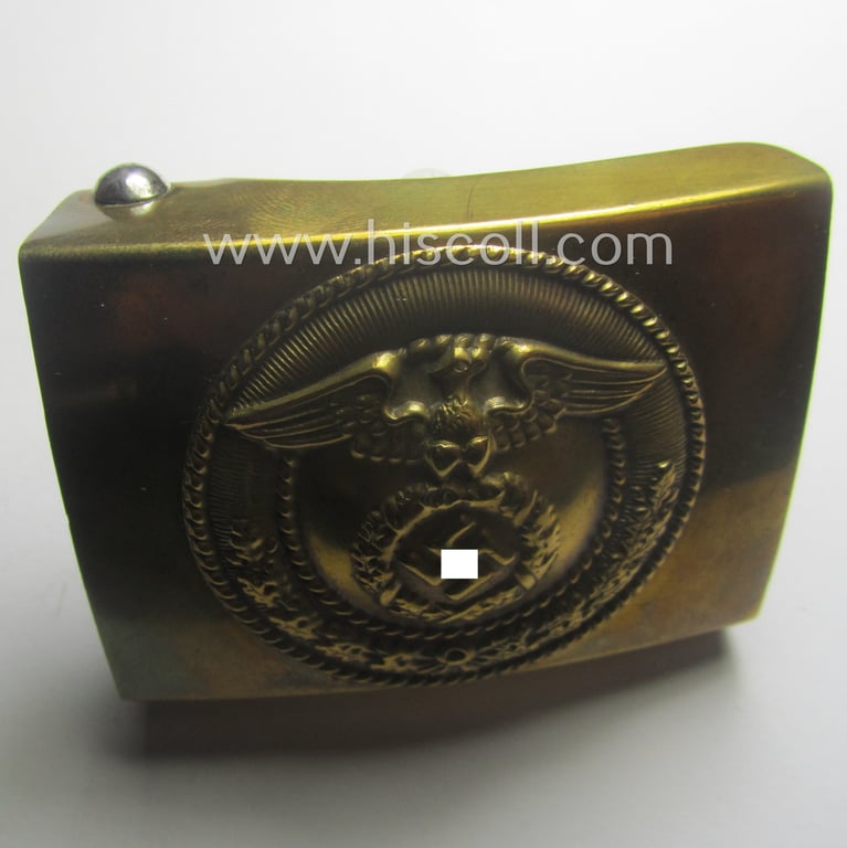 Neat - albeit unmarked and typically regular-sized! - example of a pre-war-period, SA (ie. 'Sturmabteilungen') copper- (ie. 'messing'-) based belt-buckle being a 'variant'-pattern- (ie. 'two-pieced'-) specimen