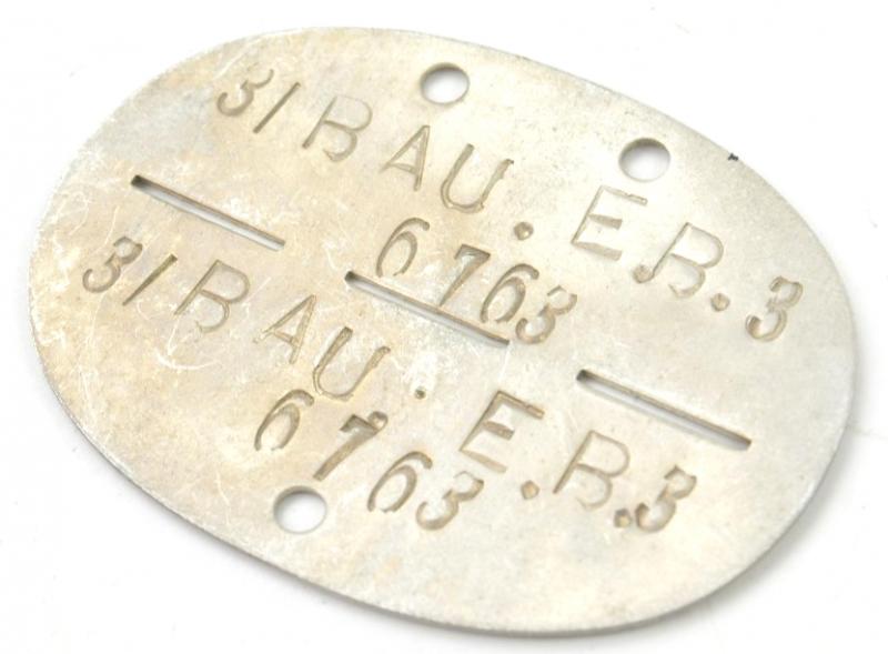 German WH Dog-Tag '3./Bau. E.B.3'