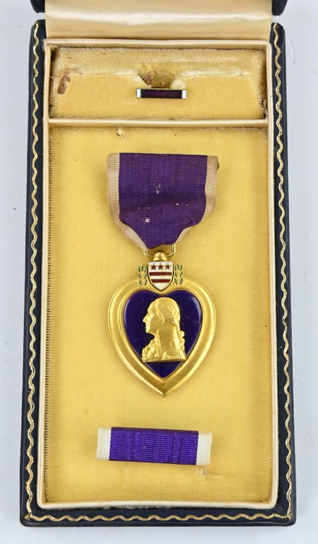 US WW2 Purple Heart In Case 'Nicolas P. Spear' with letter