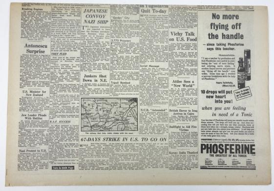 British "Daily Mail" Newspaper 31 March 1941.