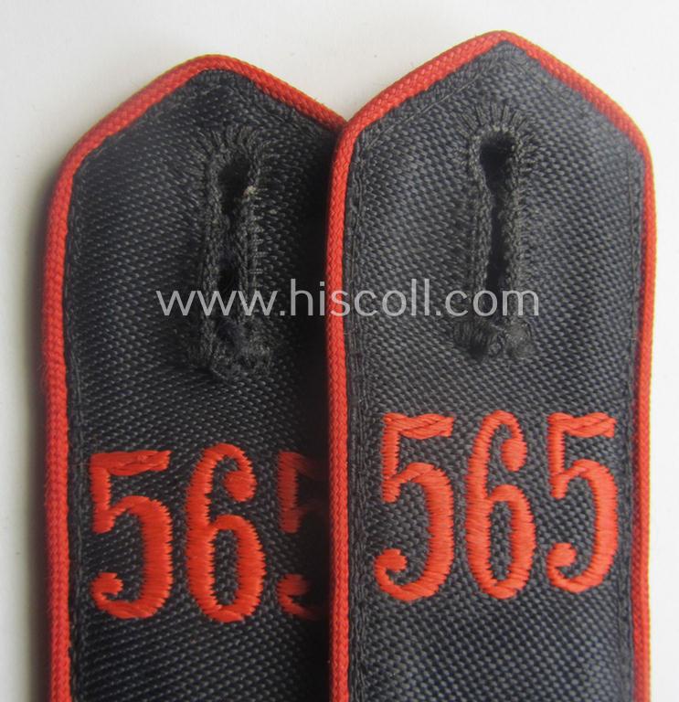 Pair of bright-red-piped, so-called: 'Allgemeine-HJ' (ie. Hitlerjugend) shoulderstraps as intended for usage by a: 'Hitlerjunge' who served within: 'Bann 565' (565 = 'Bann Spittal' in the 'Gebiet Südost Kärnten')
