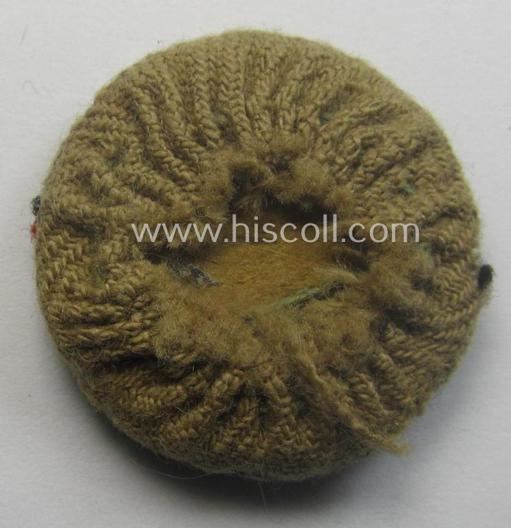 Moderately used and/or carefully cap-removed, WH (Luftwaffe) 'tropical-issued' cap-eagle and cocarde-set as was specifically intended for usage onto the tropical-styled LW side-caps (ie. 'Schiffchen')