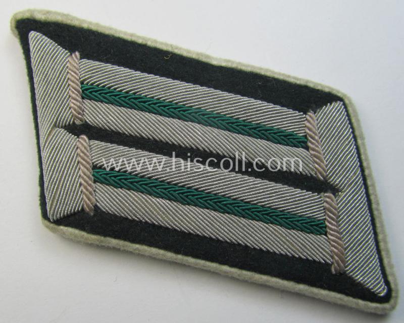 Attractive pair of WH (Heeres) officers'-type collar-tabs (ie. 'Kragenspiegel für Offiziere') as executed in the hand-embroidered pattern as was intended for an officer who served as a: 'Beambter o. Offizier des gehobenen Dienstes'