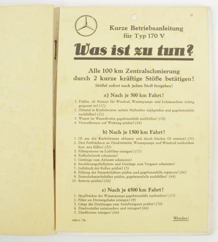 German Third Reich Era Mercedes Type 170V Manuel