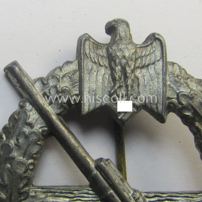 WH (Kriegsmarine) 'Marine-Artillerie-Abzeichen' being a typical zinc- (ie. 'Feinzink'-) based example by the desirable maker- (ie. 'Hersteller') 'H. Aurich - Dresden'