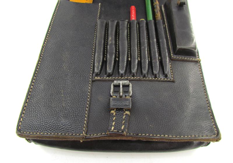 Wehrmacht Black Leather Map Case-Meldetasche