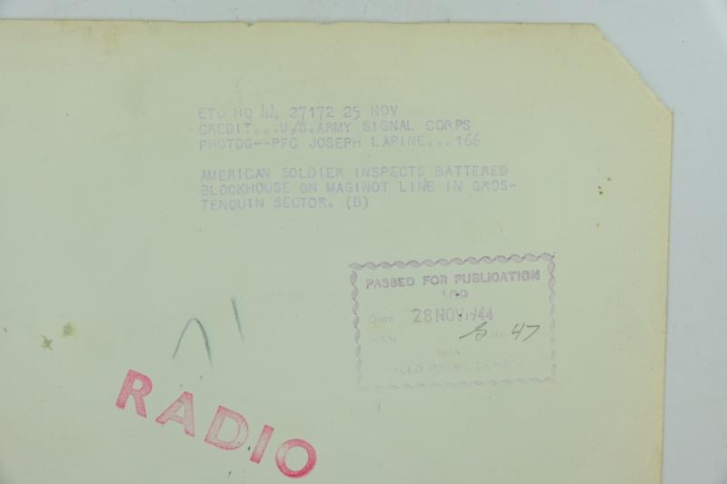 US WW2 Press Photo 'Bunker Maginot Line'
