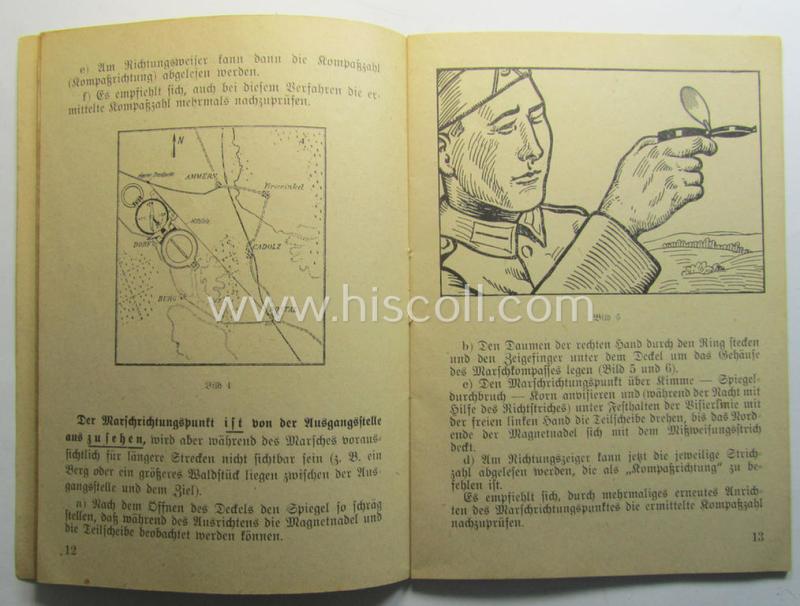 Smaller-sized - and scarcely seen! - period WH instruction-booklet entitled: 'Der Marschkompass und sein Gebrauch' (or: instruction- ie. training-manual for the WH compass) as was published by the: 'Heinz Denckler Verlag' as based in Berlin