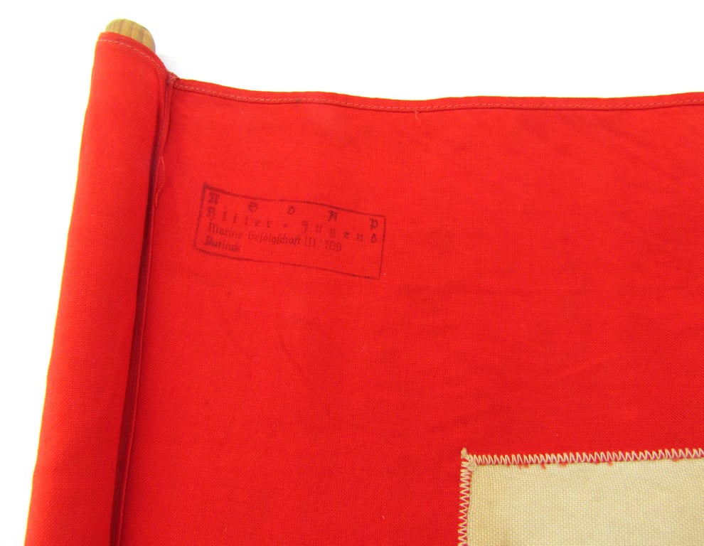 Rare Pair of Hitler Youth Marine (Marine-HJ) Signal / Training Flags – Unit Marked