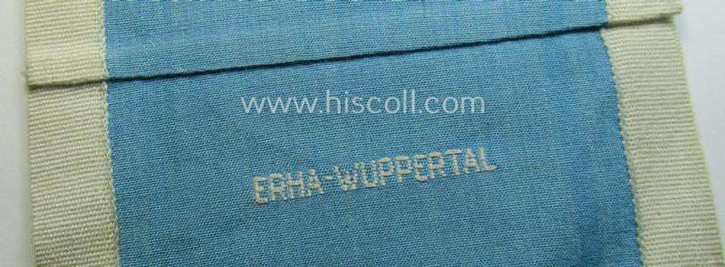 Linnen-based- and/or light-blue-coloured armband (ie. 'Armbinde') depicting an interwoven white-toned circle (ie. dot-) and dito white-coloured borders as was intended for usage by a: 'Luftschutzwart des Reichsluftschutz-Bundes'