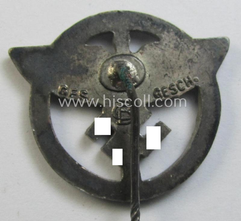 Attractive, N.S.F.K.- (or: 'National Soc. Flieger Korps'-) related, sponsoring-members'-badge (ie. 'Zivilabzeichen für förderende Mitglieder') being a maker- (ie. 'GB'-) marked example that is also bearing a: 'Ges.Gesch.'-designation