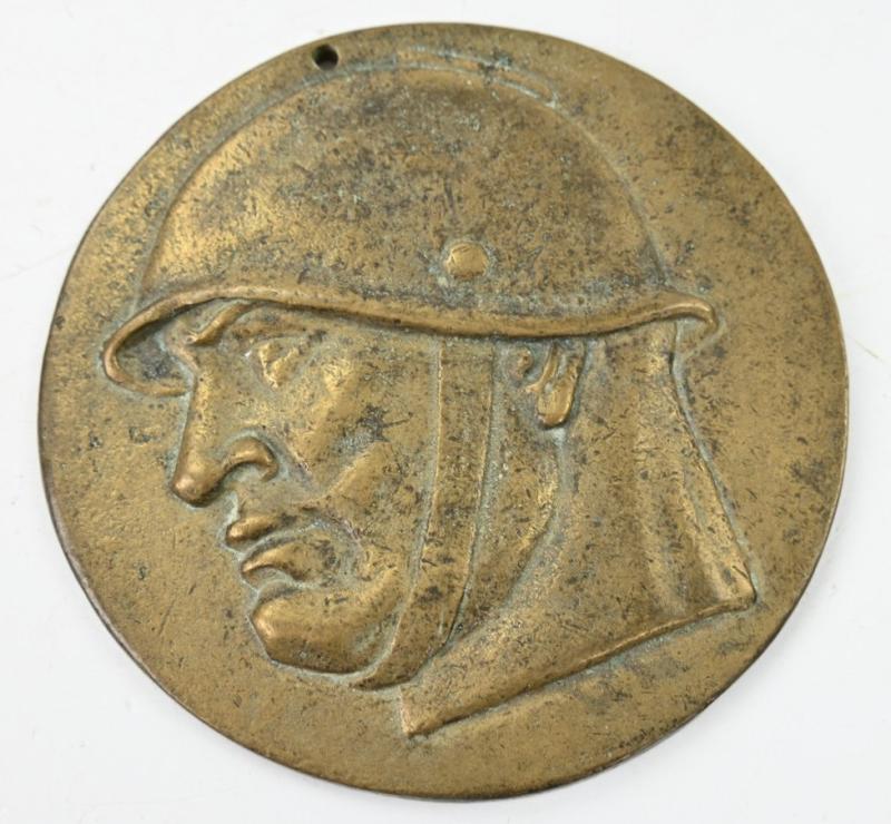 Italian WW2 Fascist Italy Benito Mussolini Brass Wall Plaque