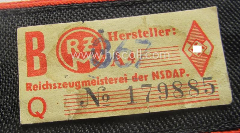 Pair of bright-red-piped, so-called: 'Allgemeine-HJ' (ie. Hitlerjugend) shoulderstraps as intended for usage by a: 'Hitlerjunge' who served within: 'Bann 742' (742 = 'Bann Rappoltsweiler')