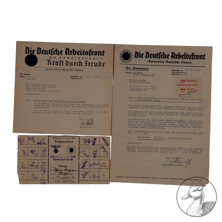 Konvolut Dokumente Deutsche Arbeitsfront Bayreuth-Partei Kreissportwart