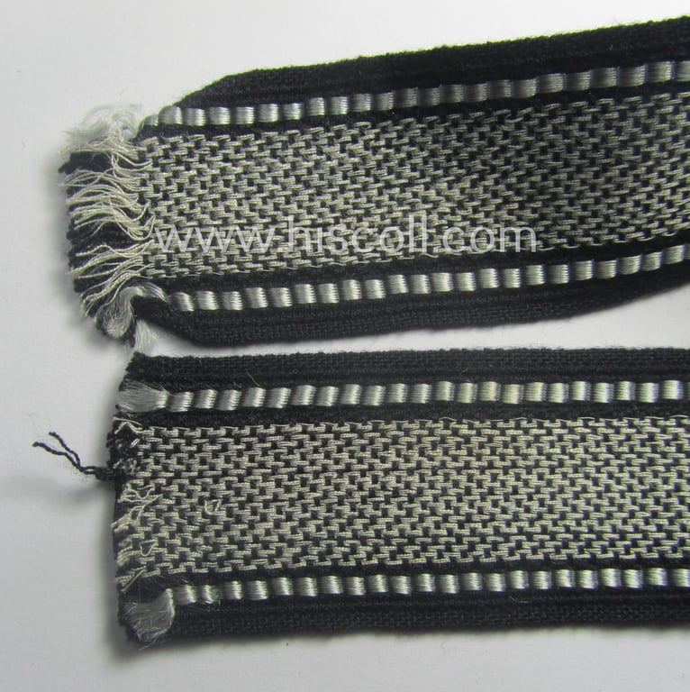 Superb - and truly rarely encountered! - example of a Waffen-SS, 'semi-BeVo'-pattern, EM- (ie. NCO-) type cuff-title (ie. 'Ärmelstreifen') as was intended for a member serving within the: 'SS-Feldgendarmerie'