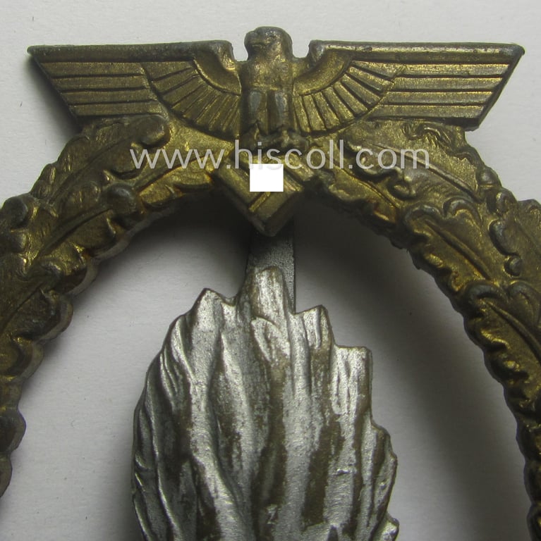 WH (Kriegsmarine) 'Kriegsabzeichen für Minensuch-, U-Boot-Jagd und Sicherungs-Verbände' being a very detailed and neatly maker- (ie. R.K.-) marked and/or: 'Feinzink'-based example
