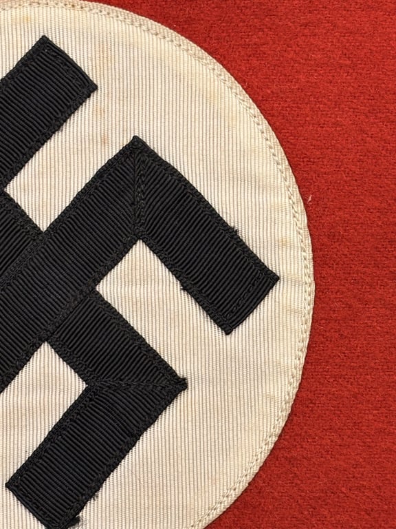 STUNNING GERMAN WWII THIRD REICH ORIGINAL ALLGEMEINE SS ARMBAND THICK RED WOOL WITH RZM SILK TAG INSIDE.