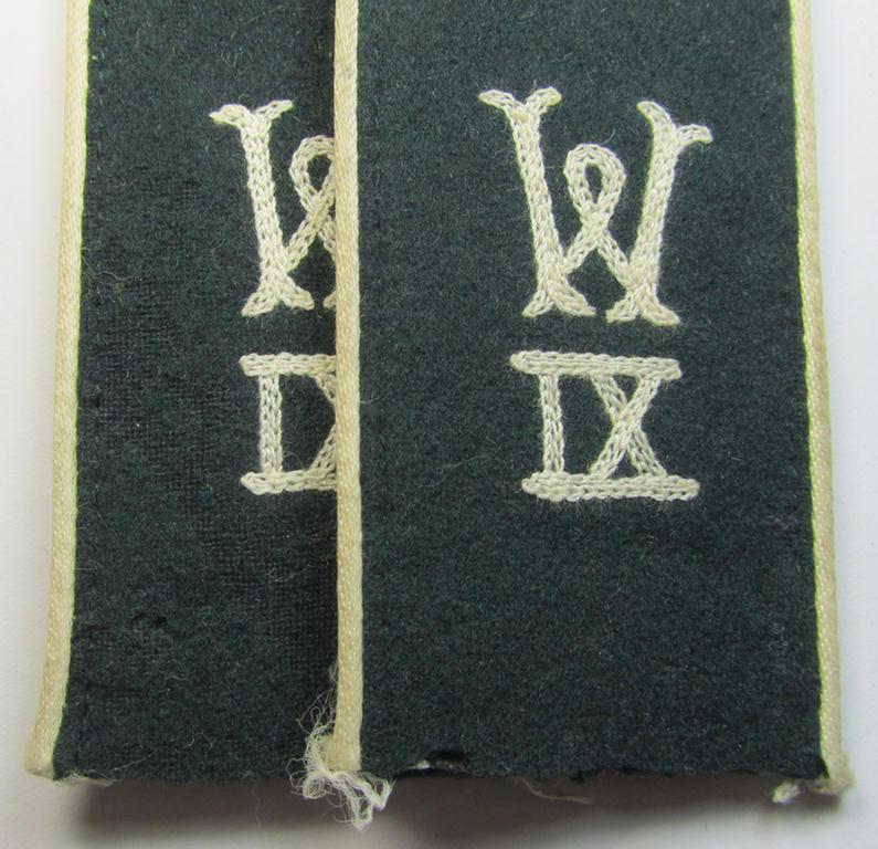 Superb - and fully matching! - pair of WH (Heeres), early- (ie. pre-) war-period 'M36 o. M40'-pattern- (ie. rounded-styled- and neatly 'cyphered') EM-type shoulderstraps as was intended for a: 'Soldat eines Wehrersatz-Dienstelle im Wehrkreis IX...