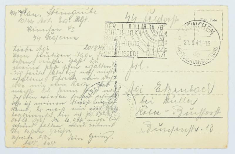 German Third Reich Postcard 'Münchener SS Kaserne'